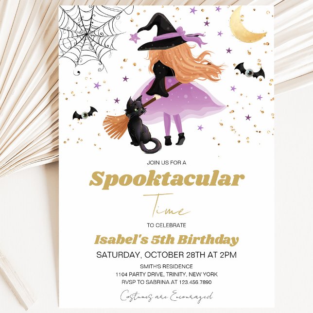 Invitación de cumpleaños de Halloween de Bruja Mor (Subido por el creador)