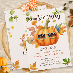 Invitación de cumpleaños de Halloween de calabaza