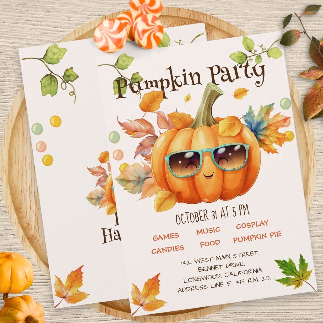Invitación de cumpleaños de Halloween de calabaza  (Subido por el creador)