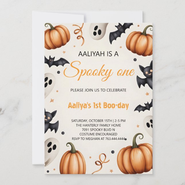 Invitación de cumpleaños de Halloween de calabaza  (Anverso)