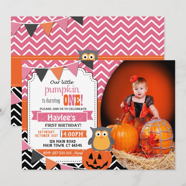 Invitación de cumpleaños de Halloween de cumpleaño (Anverso / Reverso)