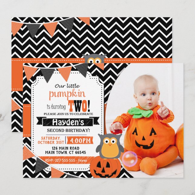 Invitación de cumpleaños de Halloween de cumpleaño (Anverso / Reverso)