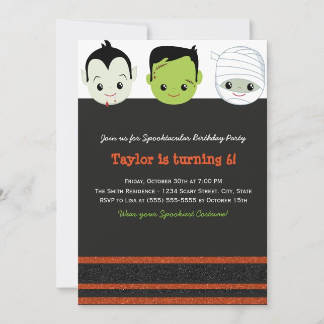 Invitación de cumpleaños de Halloween de disfraz d (Anverso)
