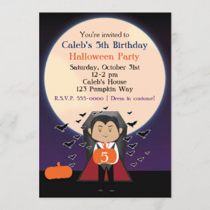 Invitación de cumpleaños de Halloween de Drácula p