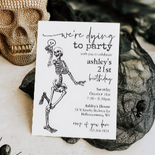 Invitación de cumpleaños de Halloween de esqueleto