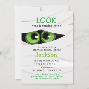 Invitación de cumpleaños de Halloween de momia