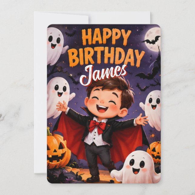 Invitación de cumpleaños de Halloween de monstruo  (Anverso)