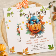Invitación de cumpleaños de Halloween de otoño de