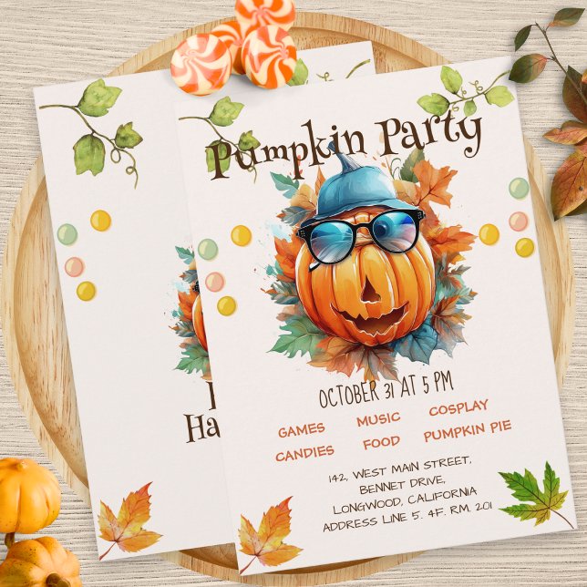 Invitación de cumpleaños de Halloween de otoño de  (Subido por el creador)