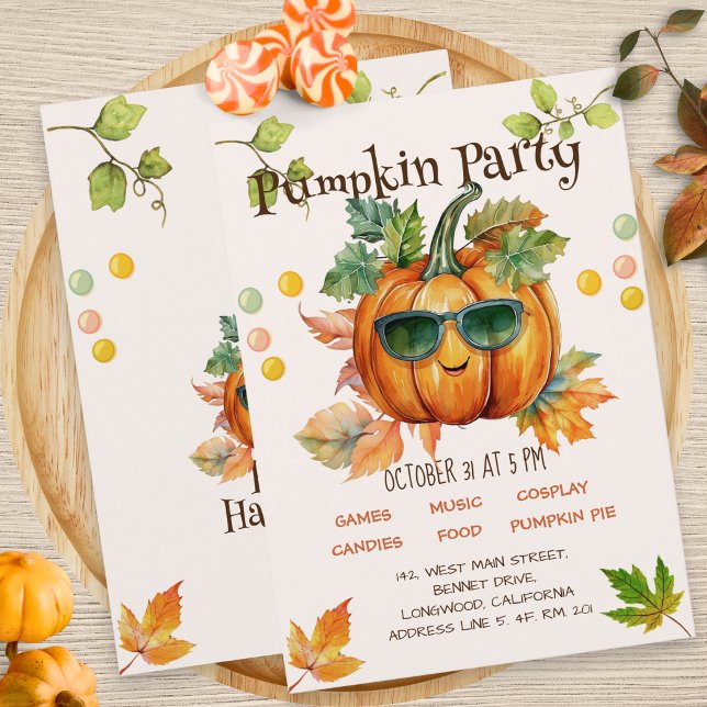 Invitación de cumpleaños de Halloween de otoño de  (Subido por el creador)