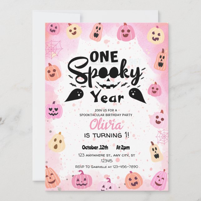 Invitación de cumpleaños de Halloween de un año es (Anverso)