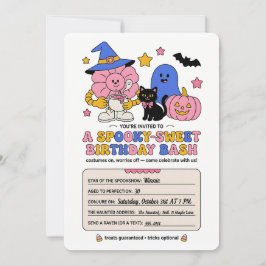 Invitación de cumpleaños de Halloween dulce y espe