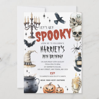 Invitación de cumpleaños de Halloween embrujada gó