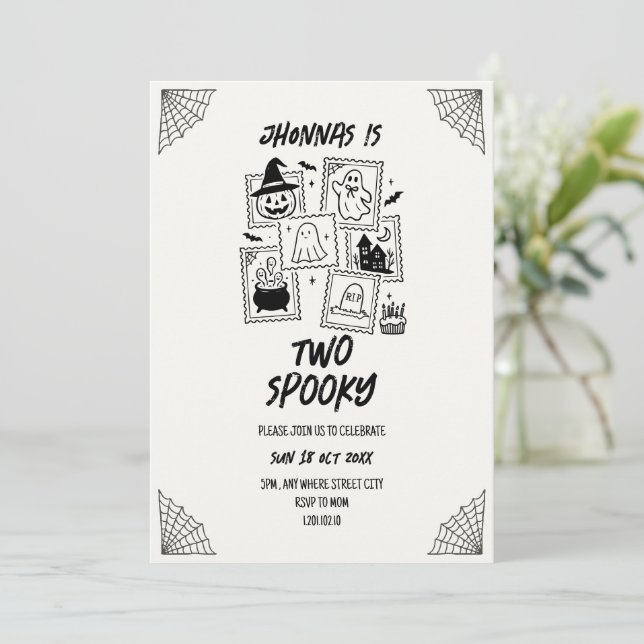Invitación de cumpleaños de Halloween espeluznante (Anverso de pie)
