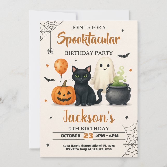 Invitación de cumpleaños de Halloween espeluznante (Anverso)