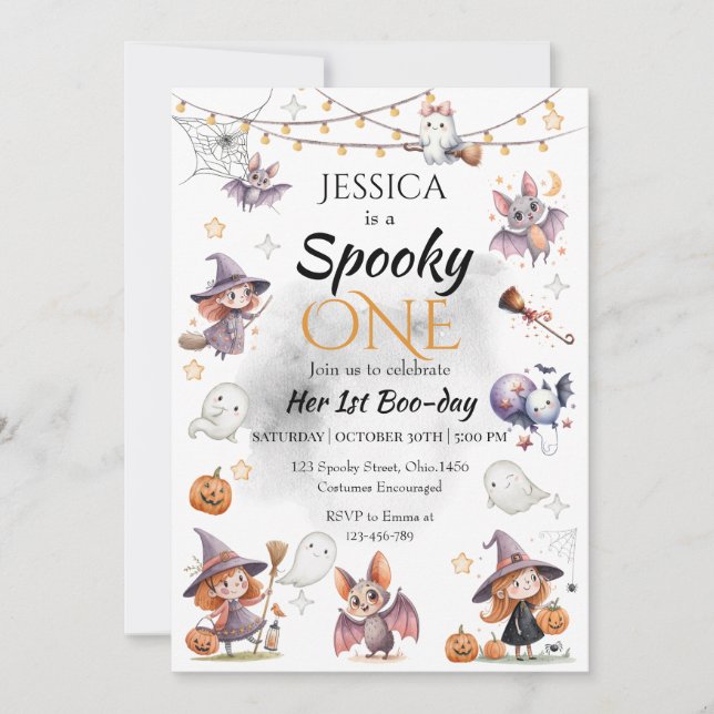 Invitación de cumpleaños de Halloween espeluznante (Anverso)