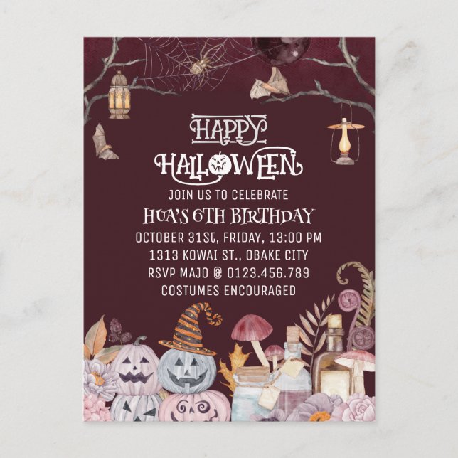 Invitación de cumpleaños de Halloween espeluznante (Anverso)
