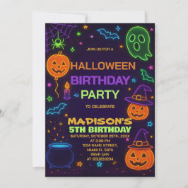 Invitación de cumpleaños de Halloween Fiesta brill
