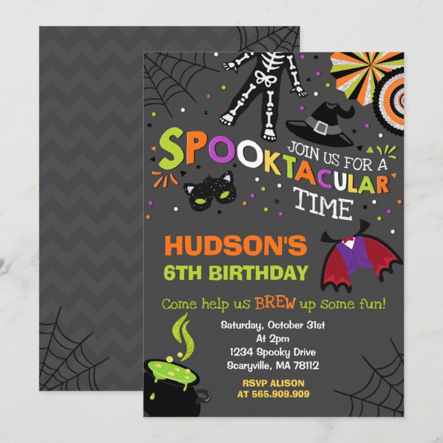 Invitación de cumpleaños de Halloween Fiesta Spook (Anverso / Reverso)