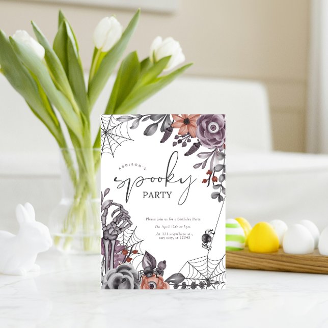 Invitación de cumpleaños de Halloween floral espel (Subido por el creador)