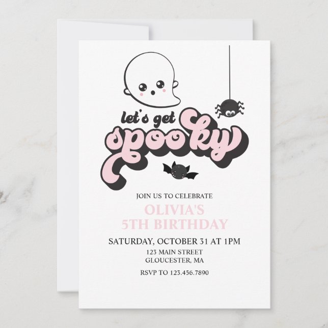 Invitación de cumpleaños de Halloween Let's Get Sp (Anverso)
