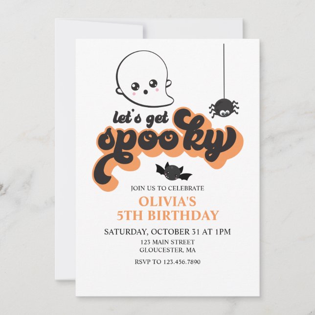 Invitación de cumpleaños de Halloween Let's Get Sp (Anverso)