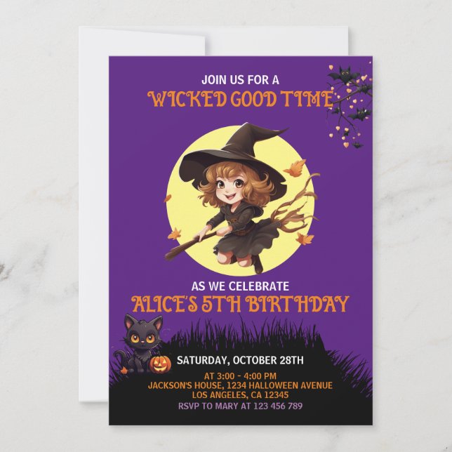 Invitación de cumpleaños de Halloween malvado para (Anverso)