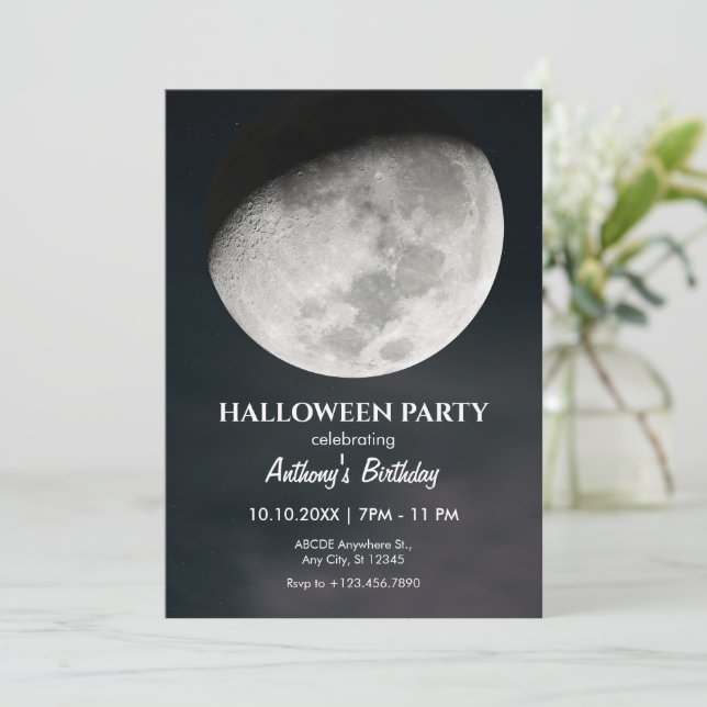 Invitación de cumpleaños de Halloween místico de l (Anverso de pie)