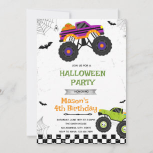 Invitación de cumpleaños de Halloween Monster Truc