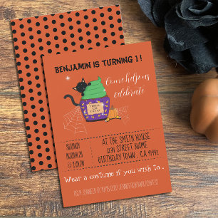 Invitación de cumpleaños de Halloween naranja para