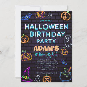 Invitación de cumpleaños de Halloween Neon
