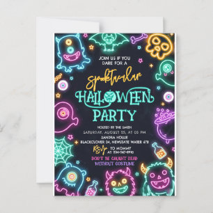 Invitación de cumpleaños de Halloween neón espeluz