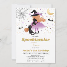Invitación de cumpleaños de Halloween para brujas