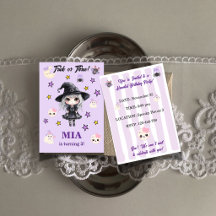 Invitación de cumpleaños de Halloween para niña: T