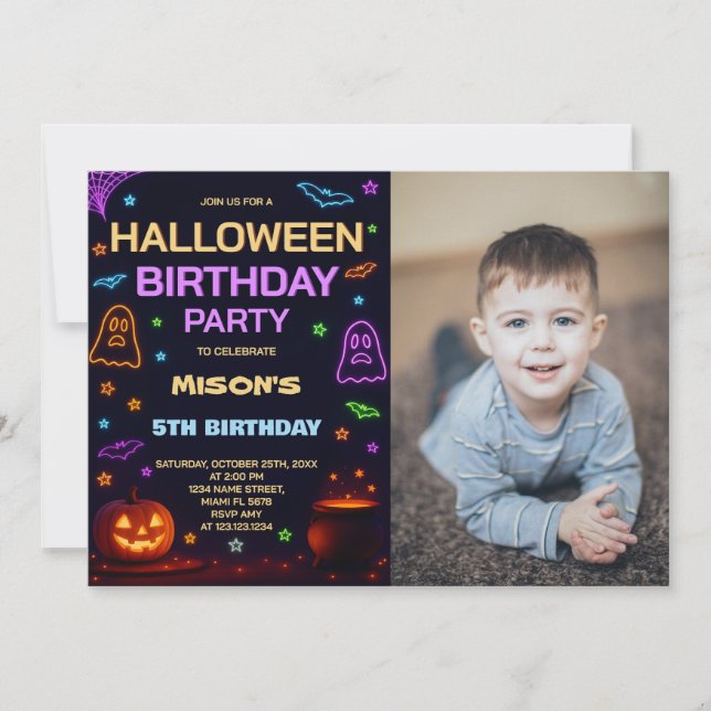 Invitación de cumpleaños de Halloween para niños | (Anverso)