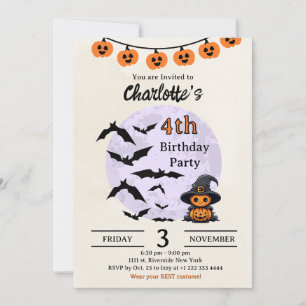 Invitación de cumpleaños de Halloween para niños