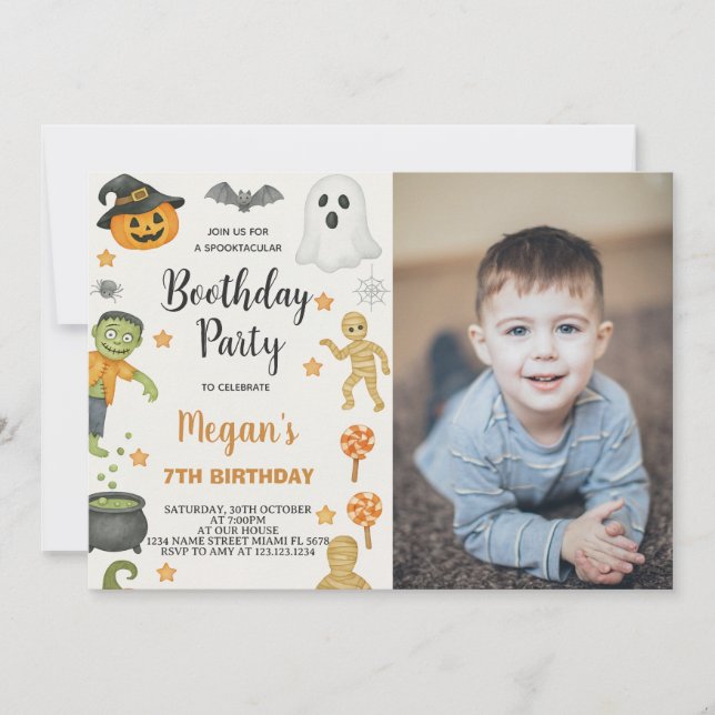 Invitación de cumpleaños de Halloween para niños c (Anverso)