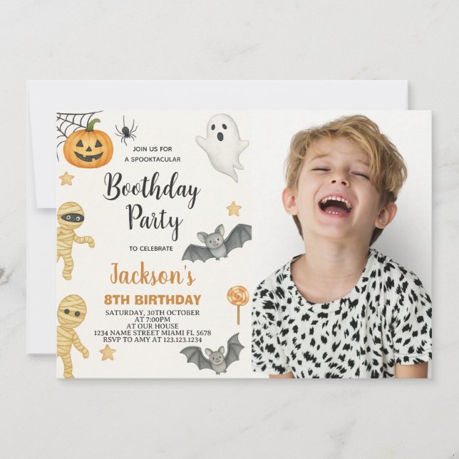 Invitación de cumpleaños de Halloween para niños d (Anverso)
