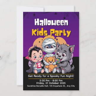 Invitación de cumpleaños de Halloween para niños e