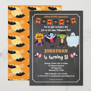 invitación de cumpleaños de Halloween para niños e