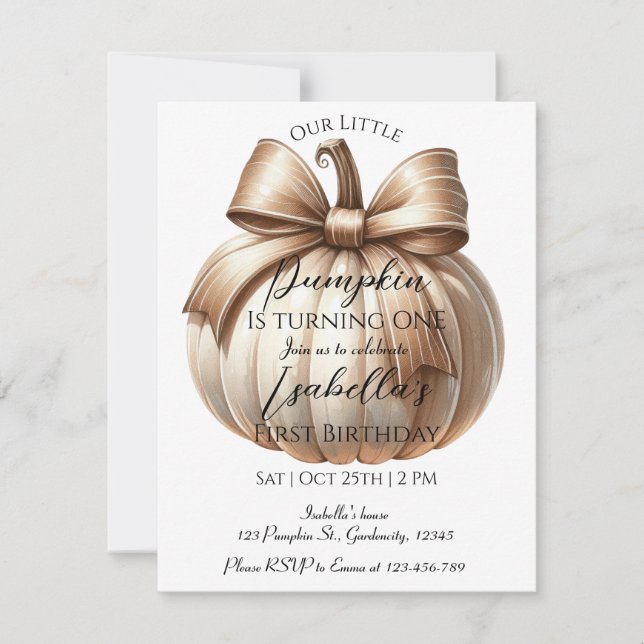 Invitación de cumpleaños de Halloween para primer  (Anverso)
