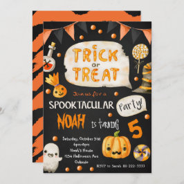 Invitación de cumpleaños de Halloween para trato n