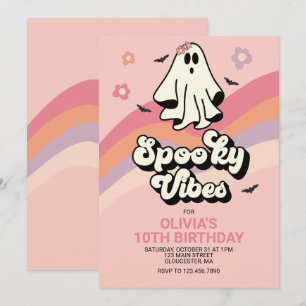 invitación de cumpleaños de Halloween retro genial