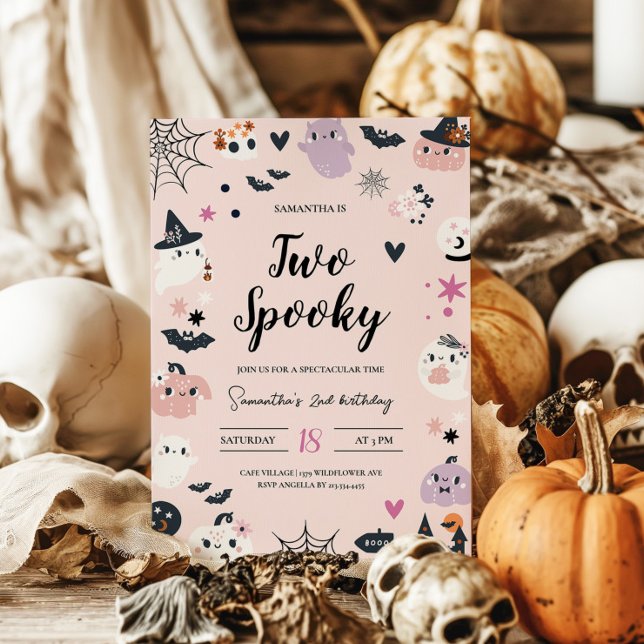 Invitación de cumpleaños de Halloween rosa espeluz (Subido por el creador)