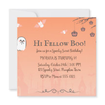 Invitación de cumpleaños de Halloween rosa lindo |