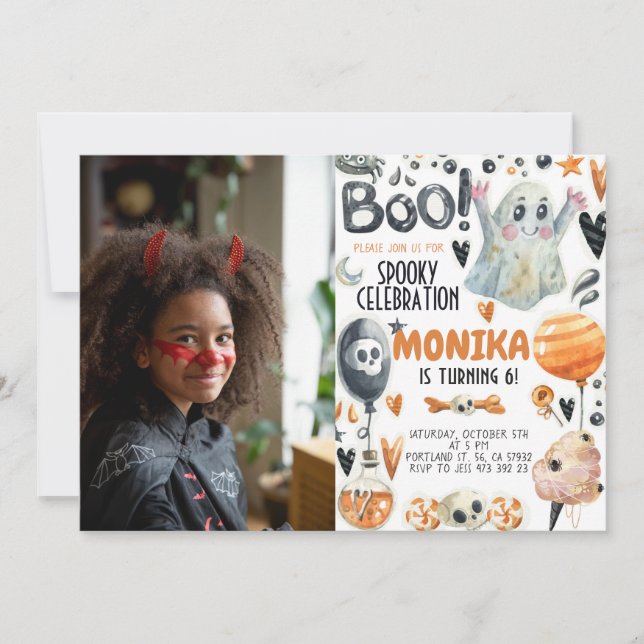 Invitación de cumpleaños de Halloween Spooky Ghost (Anverso)