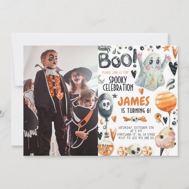 Invitación de cumpleaños de Halloween Spooky Ghost (Anverso)