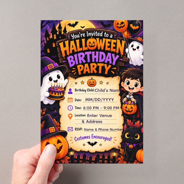 Invitación de cumpleaños de Halloween | Spooky Hal (Insitu (portátil))