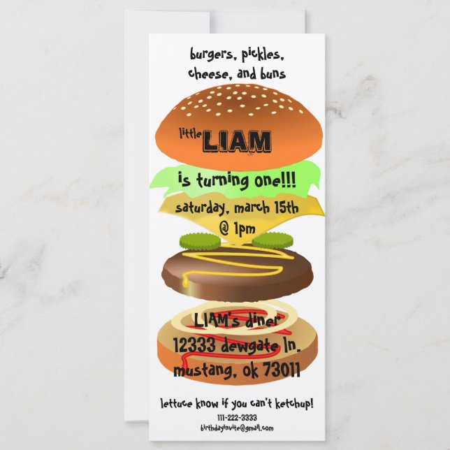 Invitación de cumpleaños de Hamburgo/Diner (Anverso)
