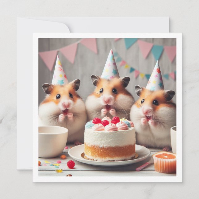 Invitación de cumpleaños de Hamsters (Anverso)